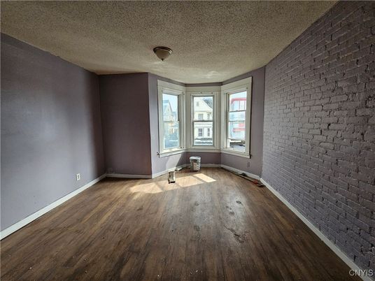 Empty room, Interior, Stone Walls, Wood Texture Flooring