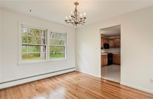 Chandelier, Empty room, Interior, Kitchen, Wood Texture Flooring