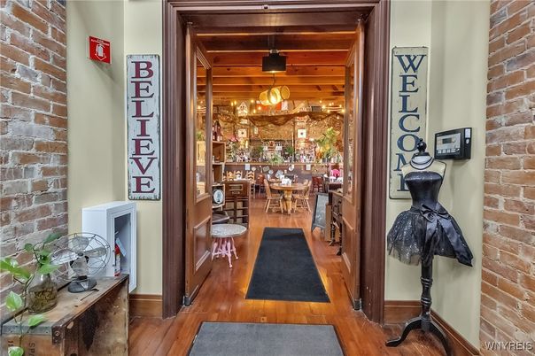 Dining room, Interior, Stone Walls, Wood Texture Flooring