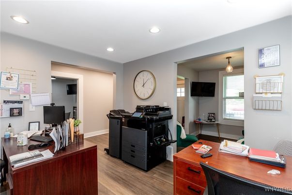 Home Office, Interior, Recessed Lighting, Wood Texture Flooring