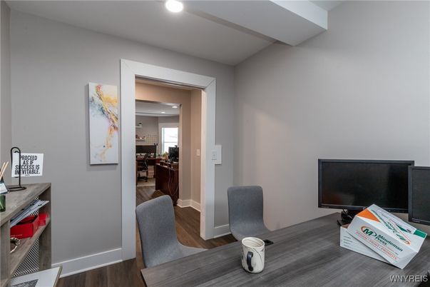 Home Office, Interior, Recessed Lighting, Wood Texture Flooring