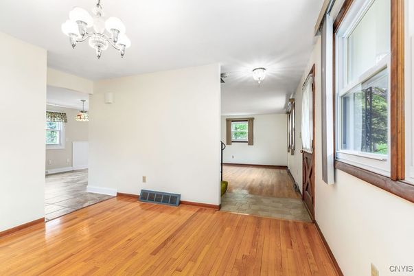 Chandelier, Empty room, Interior, Wood Texture Flooring