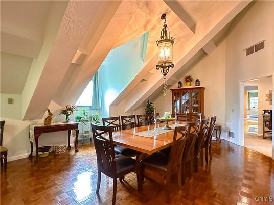 Chandelier, Dining room, Interior, Pendant Lights, Wood Texture Flooring