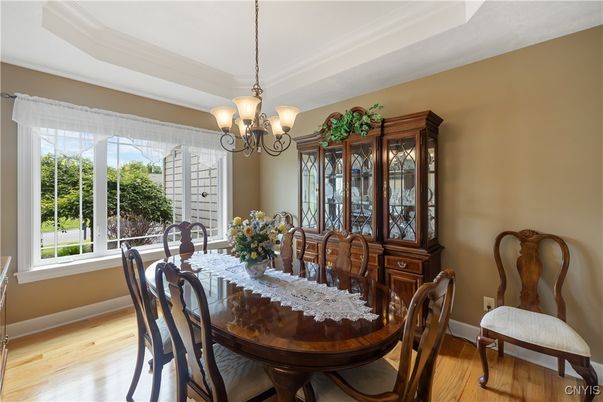 Chandelier, Dining room, Interior, Wood Texture Flooring