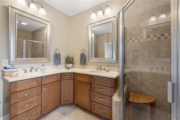Bathroom, Dual Sink Vanities, Glass Shower, Interior