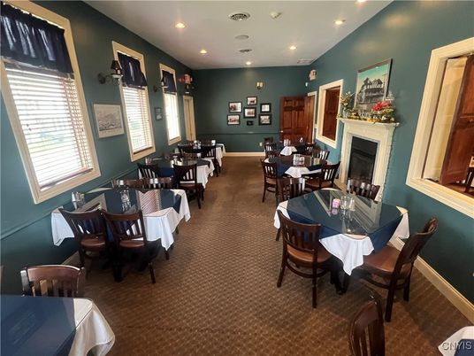 Dining room, Fireplace, Interior, Recessed Lighting