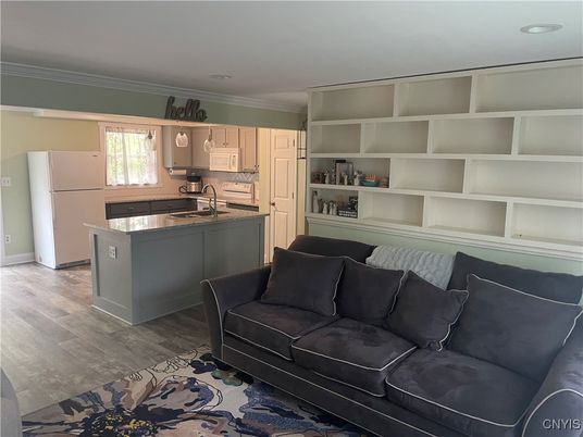 Interior, Kitchen, Recessed Lighting, Wood Texture Flooring