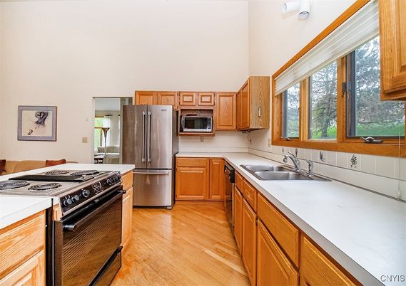 Interior, Kitchen, Stainless Steel Appliances, Wood Texture Flooring