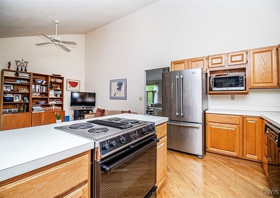 Interior, Kitchen, Stainless Steel Appliances, Wood Texture Flooring