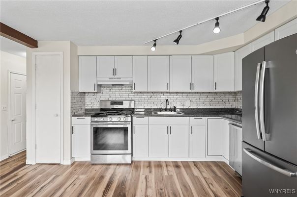 Interior, Kitchen, Stainless Steel Appliances, Wood Texture Flooring