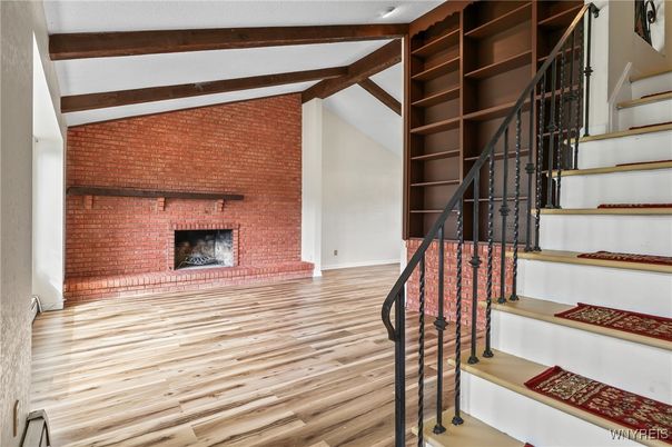 Fireplace, Interior, Stone Walls, Wooden Beams, Wood Texture Flooring