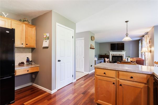 Fireplace, Interior, Pendant Lights, Wood Texture Flooring