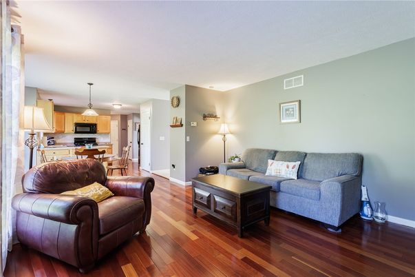 Dining room, Interior, Kitchen, Living room, Pendant Lights, Stainless Steel Appliances, Wood Texture Flooring