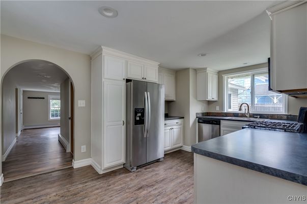 Interior, Kitchen, Recessed Lighting, Wood Texture Flooring