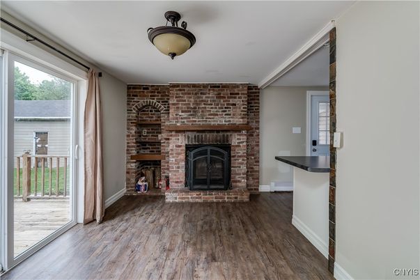 Fireplace, Interior, Stone Walls, Wood Texture Flooring