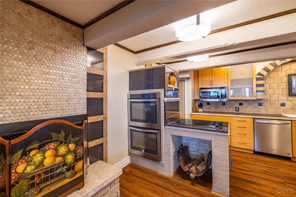 Interior, Kitchen, Stainless Steel Appliances, Wood Texture Flooring