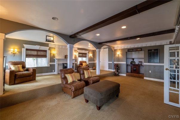 Fireplace, Interior, Living room, Recessed Lighting