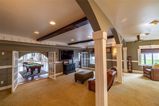 Billiard Table, Game Room, Interior, Recessed Lighting