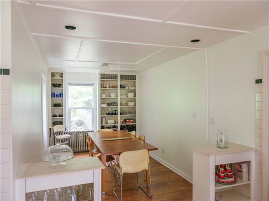 Dining room, Interior, Recessed Lighting, Wood Texture Flooring