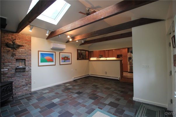 Empty room, Interior, Kitchen, Stone Walls, Wooden Beams