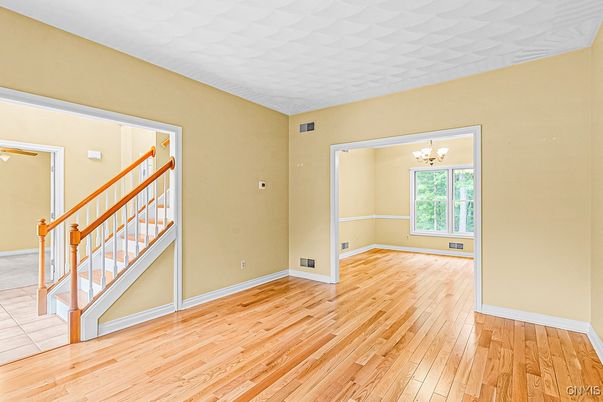 Chandelier, Empty room, Interior, Wood Texture Flooring