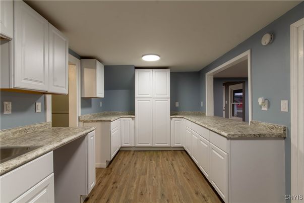 Interior, Kitchen, Recessed Lighting, Wood Texture Flooring