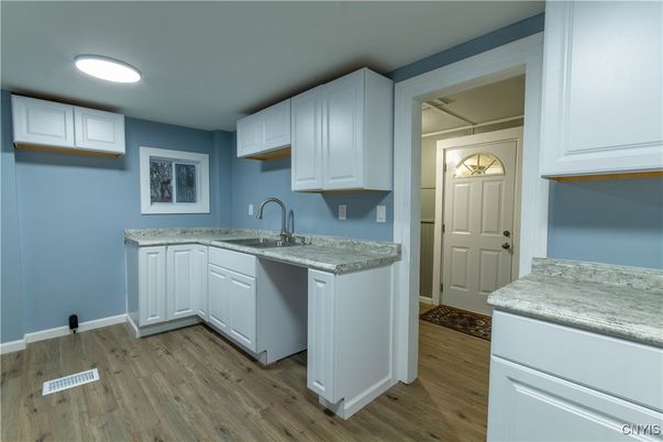 Interior, Kitchen, Recessed Lighting, Wood Texture Flooring