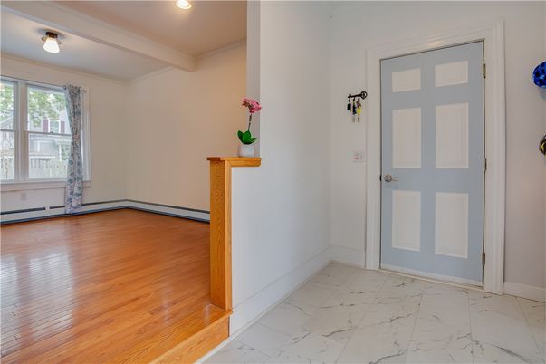 Empty room, Interior, Marble, Recessed Lighting, Wood Texture Flooring