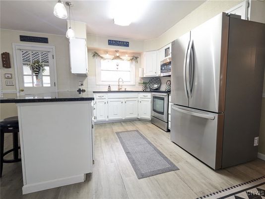 Interior, Kitchen, Pendant Lights, Stainless Steel Appliances, Wood Texture Flooring