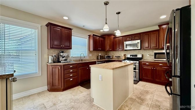 Interior, Kitchen, Pendant Lights, Recessed Lighting, Stainless Steel Appliances