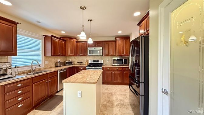 Interior, Kitchen, Pendant Lights, Recessed Lighting, Stainless Steel Appliances