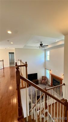 Fireplace, Interior, Recessed Lighting, Wood Texture Flooring