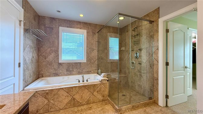 Bathroom, Glass Shower, Interior, Recessed Lighting
