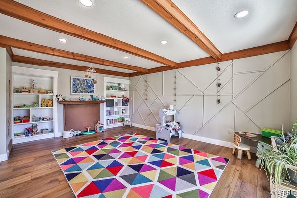 Interior, Recessed Lighting, Wooden Beams, Wood Texture Flooring