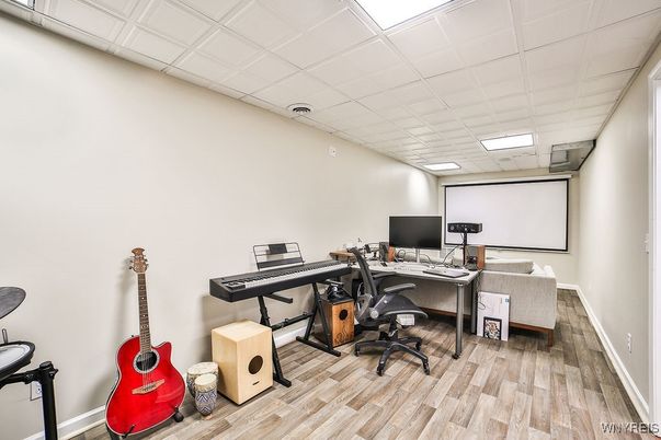 Home Office, Interior, Recessed Lighting, Wood Texture Flooring