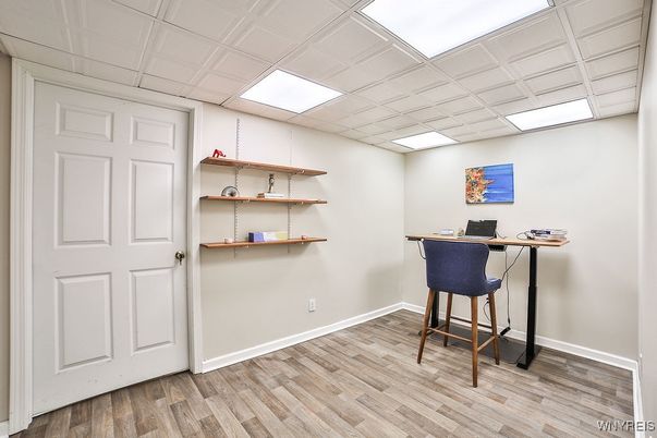 Home Office, Interior, Recessed Lighting, Wood Texture Flooring