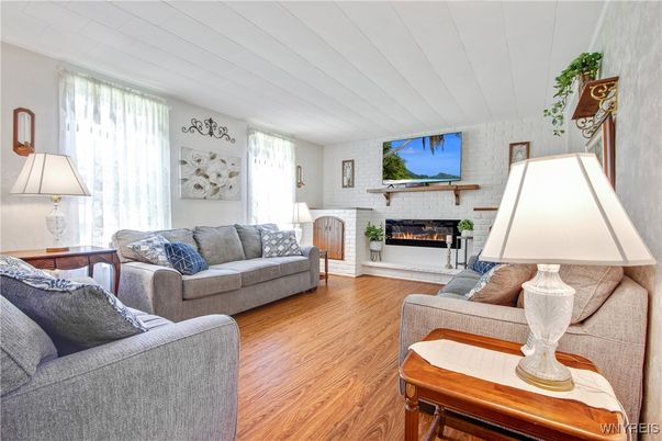 Fireplace, Interior, Living room, Stone Walls, Wood Texture Flooring