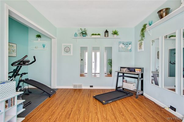 Fitness Equipment, Home Office, Interior, Wood Texture Flooring
