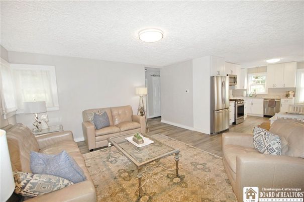 Interior, Kitchen, Living room, Stainless Steel Appliances, Wood Texture Flooring