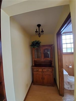 Bathroom, Chandelier, Interior, Wood Texture Flooring