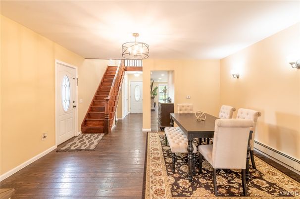 Chandelier, Dining room, Interior, Wood Texture Flooring