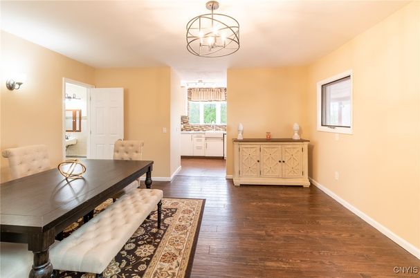 Chandelier, Dining room, Interior, Wood Texture Flooring