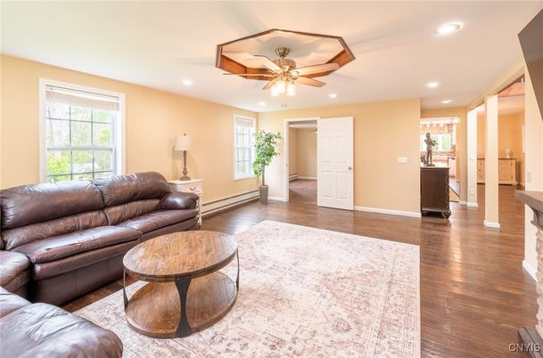 Interior, Living room, Recessed Lighting, Wood Texture Flooring