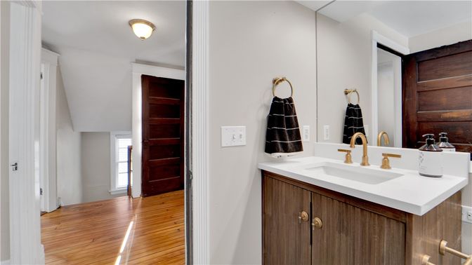 Bathroom, Interior, Wood Texture Flooring