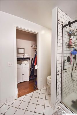 Bathroom, Glass Shower, Interior, Wood Texture Flooring