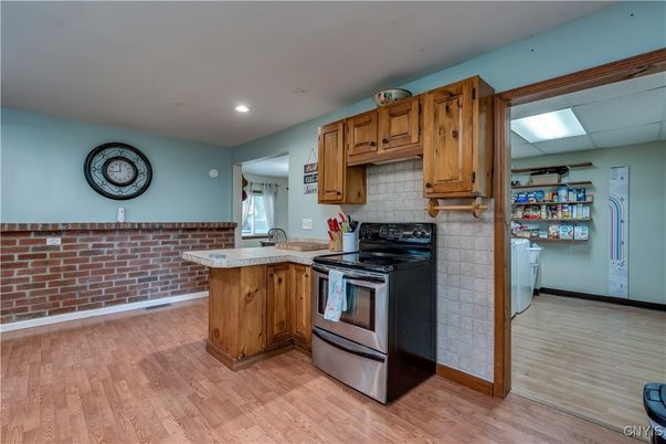 Interior, Kitchen, Recessed Lighting, Wood Texture Flooring