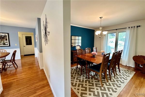 Chandelier, Dining room, Interior, Pendant Lights, Wood Texture Flooring