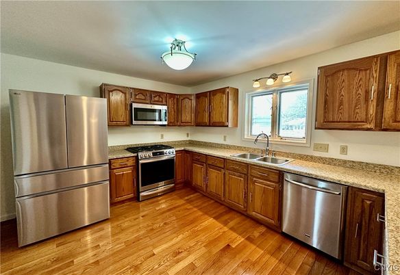 Interior, Kitchen, Stainless Steel Appliances, Wood Texture Flooring