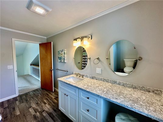 Bathroom, Dual Sink Vanities, Interior, Wood Texture Flooring