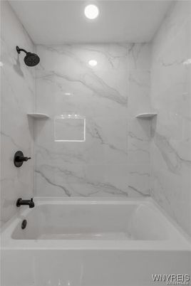 Bathroom, Interior, Marble Walls, Recessed Lighting